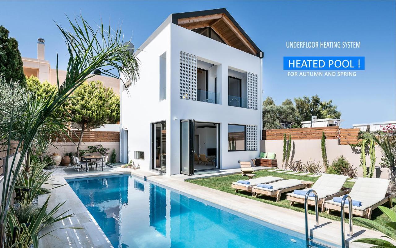Fos Villa, A Luxe House With Private Heated Pool Galatas  Luaran gambar